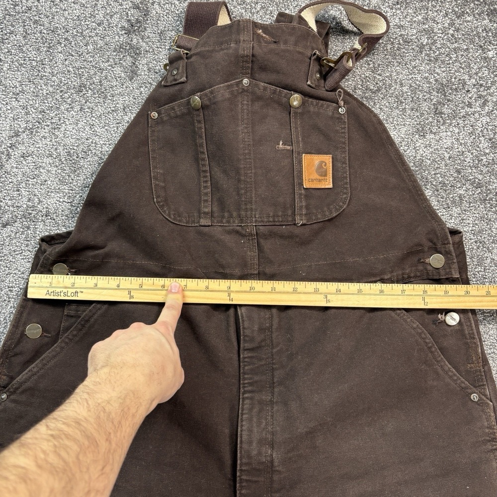 Vintage‎ Carhartt Bib Overalls Mens 40x32 Brown Canvas Quilted Insulated R27 DKB - Picture 12 of 14